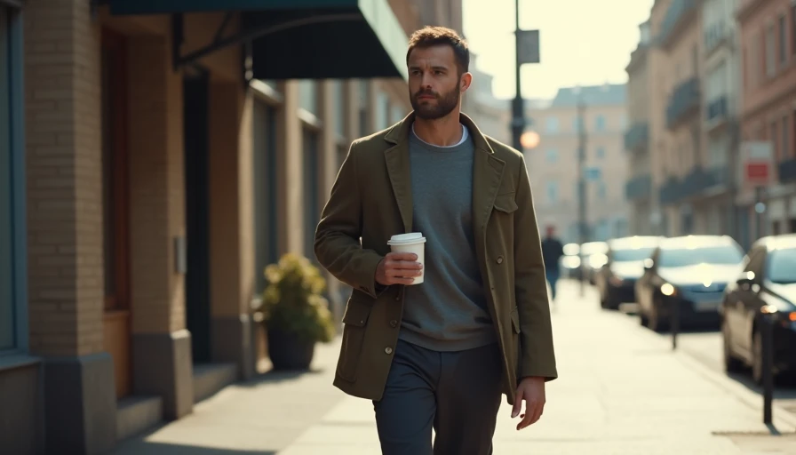 Man wearing effortless clean casual uniform in daily life