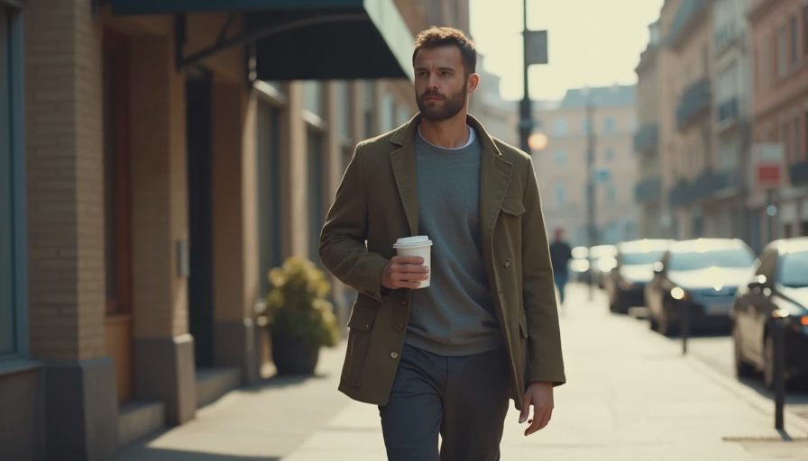 Man wearing effortless clean casual uniform in daily life