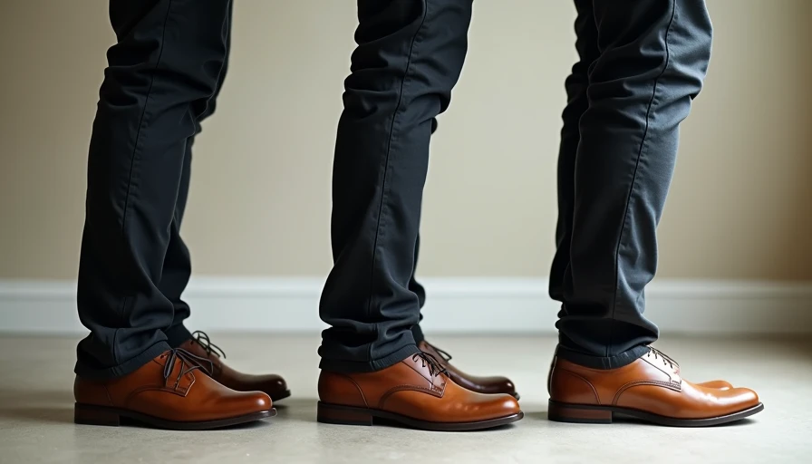 Side-by-side pant break examples on shoes