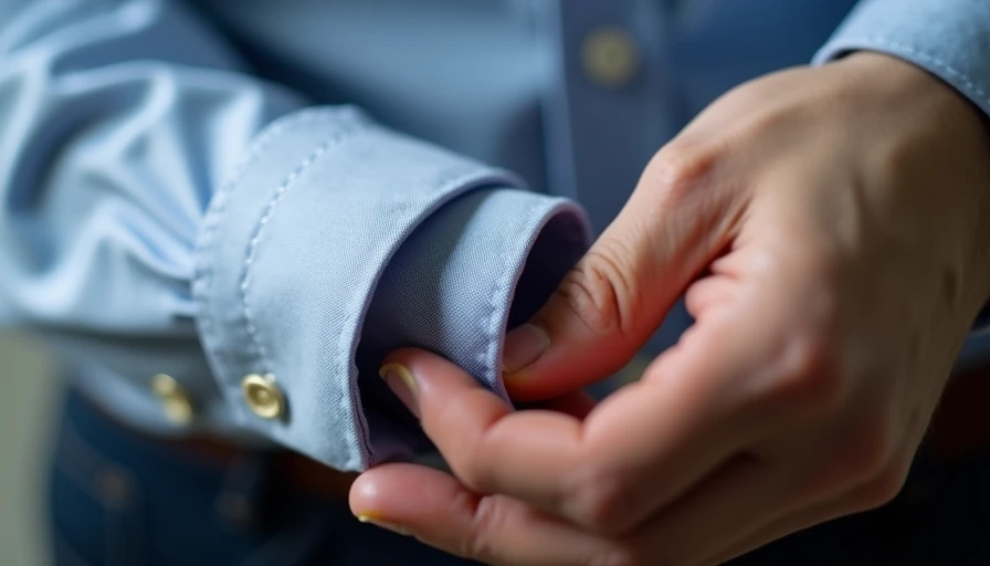 Close-up inspection of shirt construction and stitching