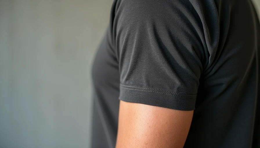 Close-up of perfect T-shirt shoulder and sleeve fit