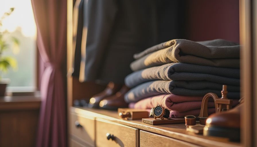 Visual context for men's basic wardrobe essentials